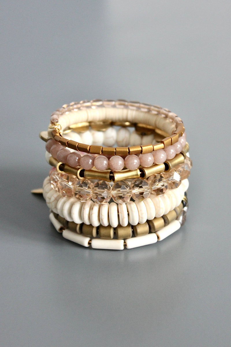 Mauve and white wrap bracelet