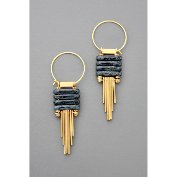 Geometric Glass Hoop Dangle Earrings