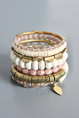 Mauve and white wrap bracelet