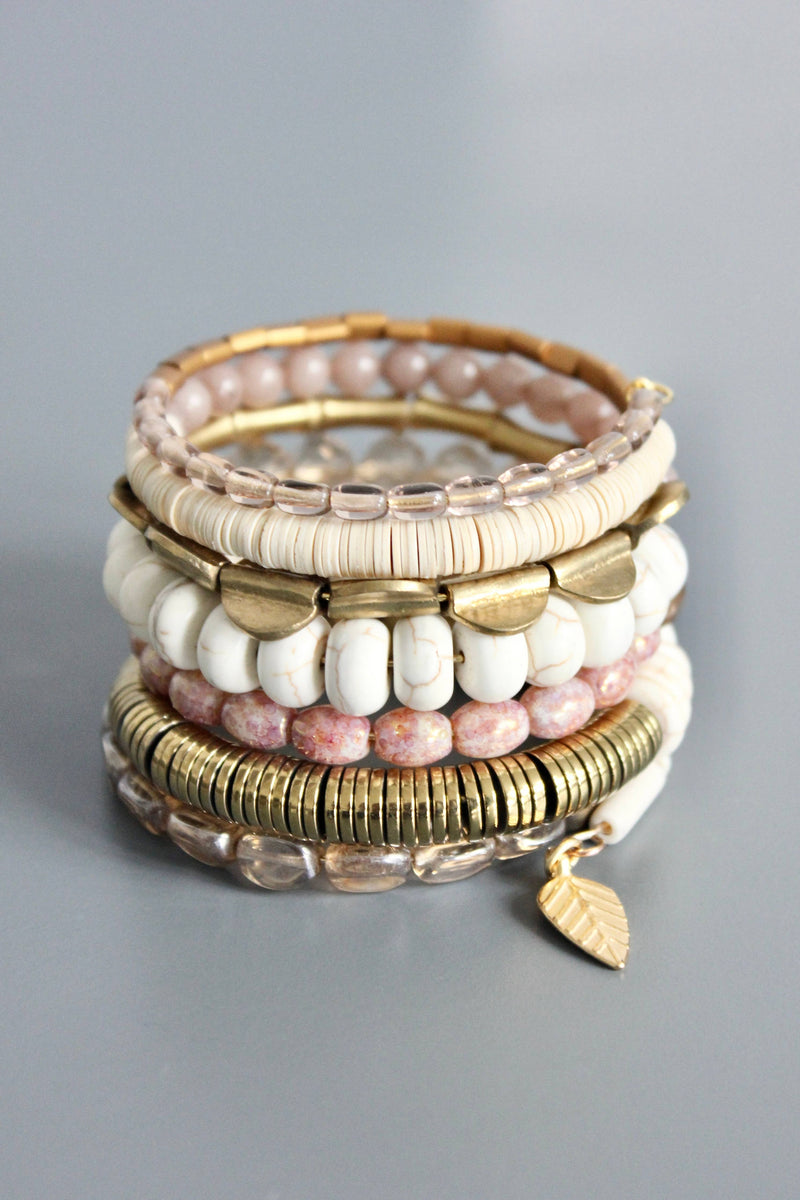 Mauve and white wrap bracelet
