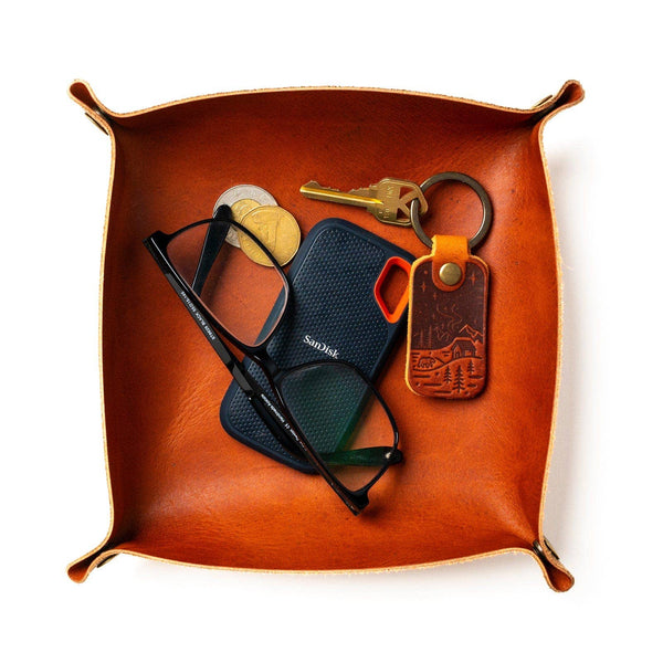 Leather Valet Tray - English Tan