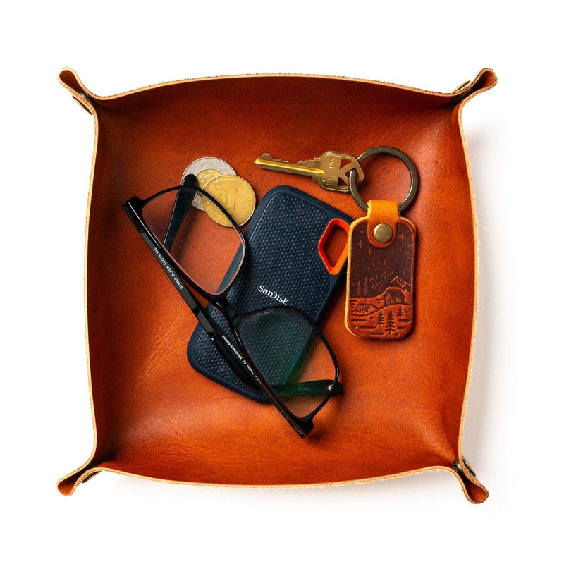 Leather Valet Tray - English Tan