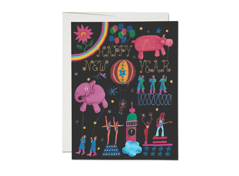 Fantastical New Year holiday greeting card