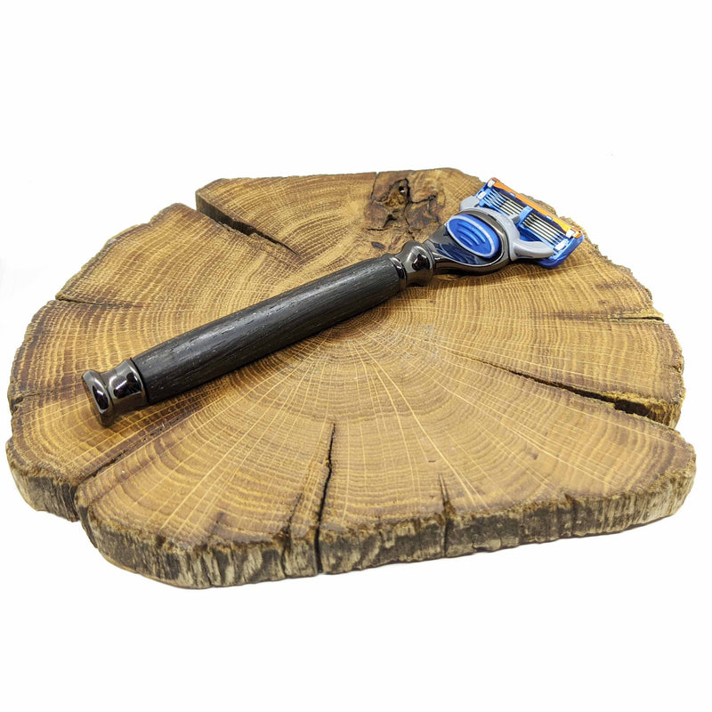 Gunmetal Gillette fusion razor in Irish bog oak