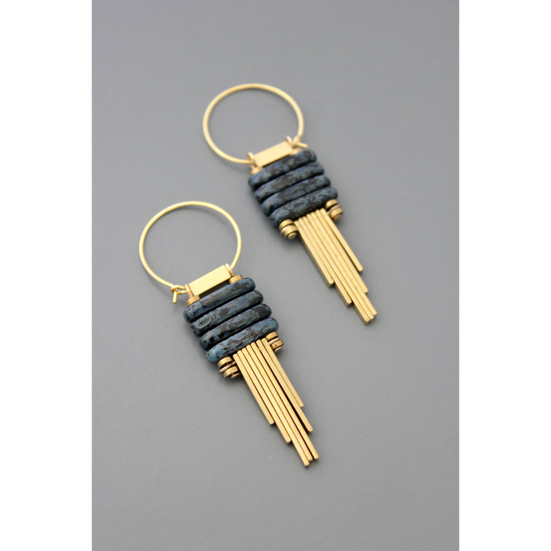 Geometric Glass Hoop Dangle Earrings