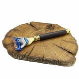 Gold Gillette fusion razor in Irish bog oak