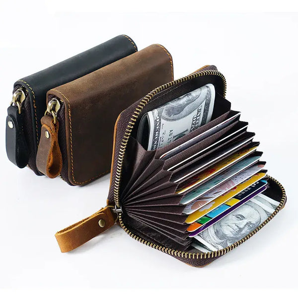 Credit Card Holder for Men Women, Geniune Leather Wallet