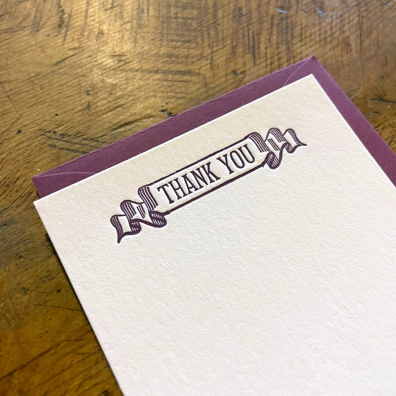 Thank You Letterpress Gift Enclosure Card