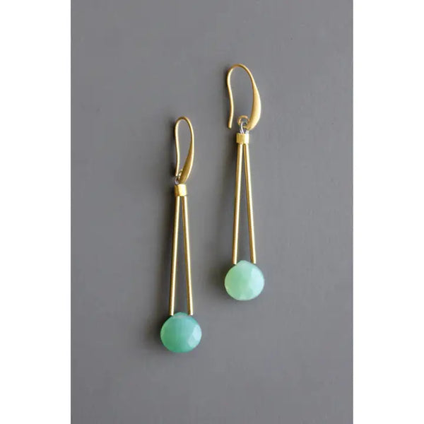 Green onyx geometric earrings