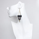 Geometric Black Magnesite and Hematite Earrings
