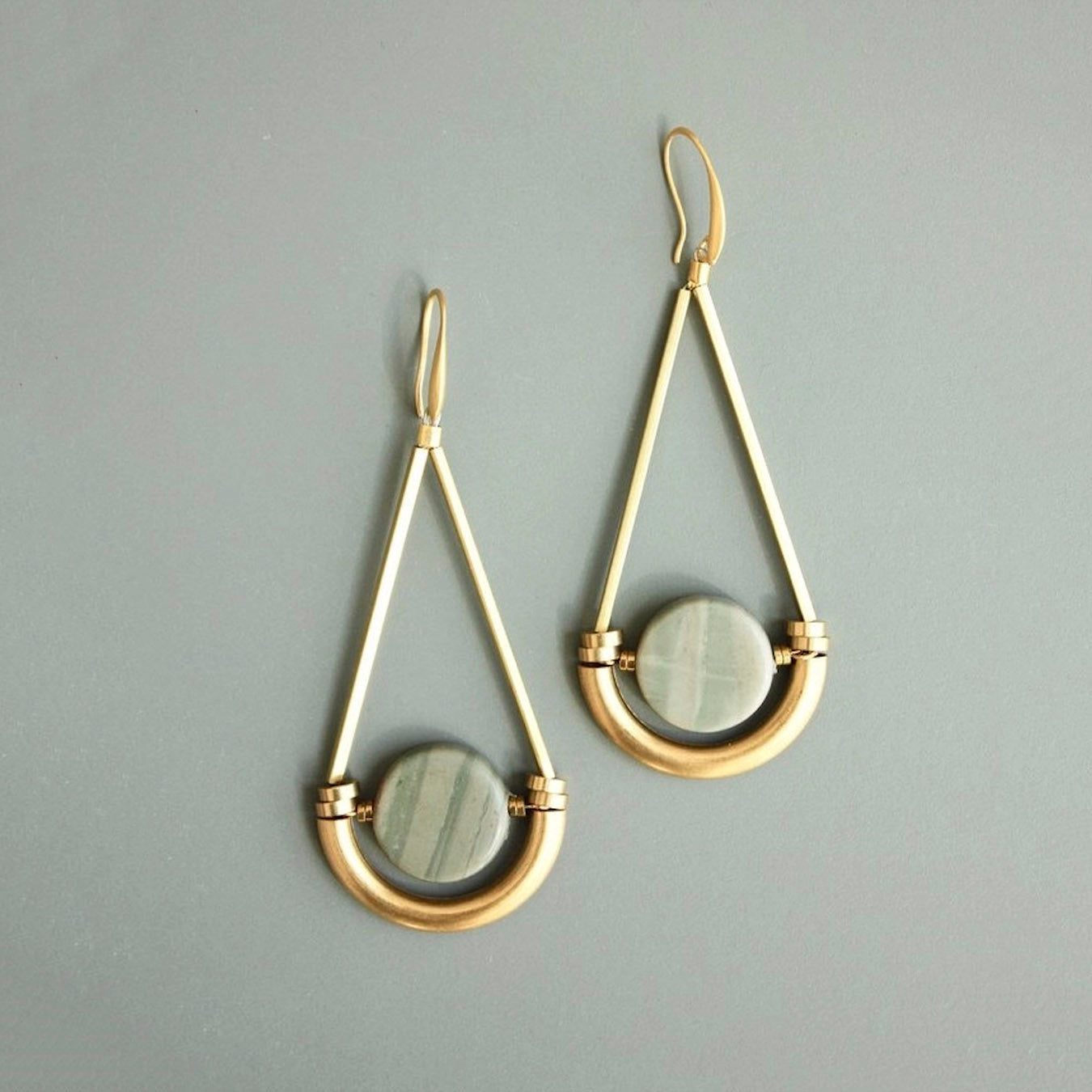 Brass and Jasper Earrings