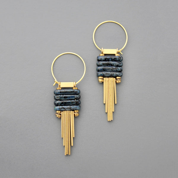 Geometric Glass Hoop Dangle Earrings