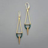 Geometric green onyx spike earrings