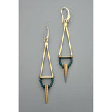 Geometric green onyx spike earrings