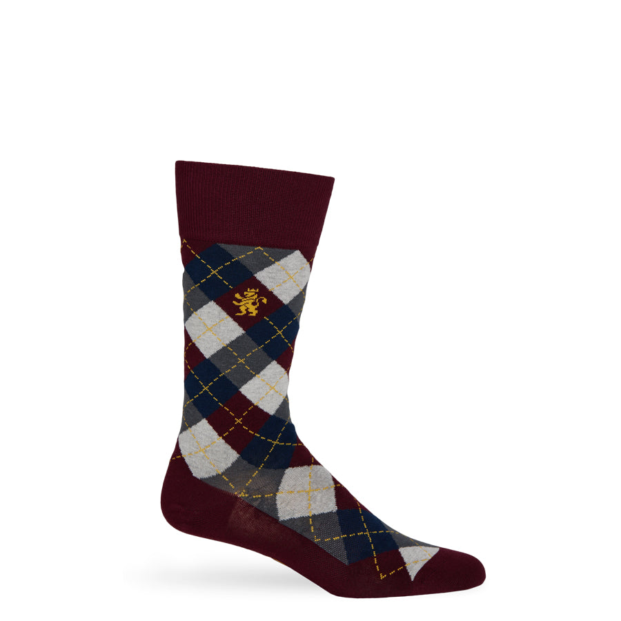 Leolo Maroon Argyle Dress Socks