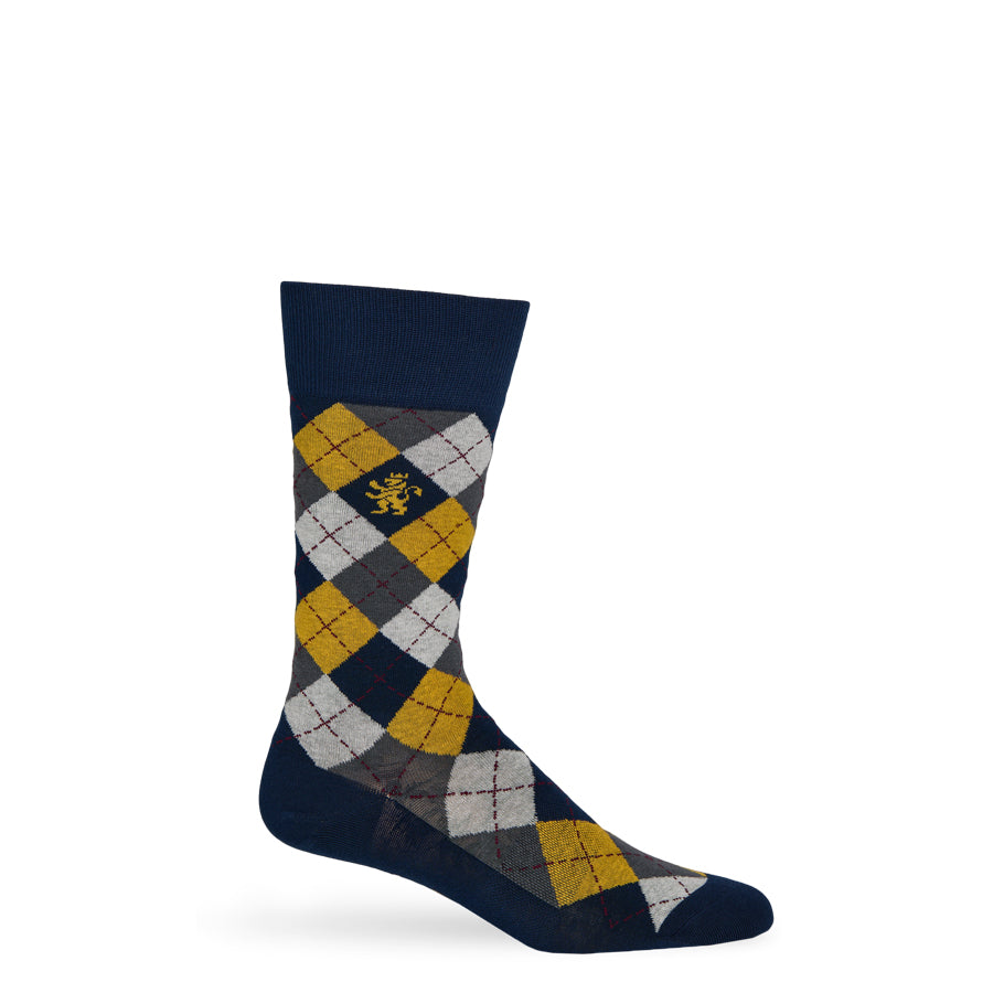 Leolo Navy Argyle Dress Socks