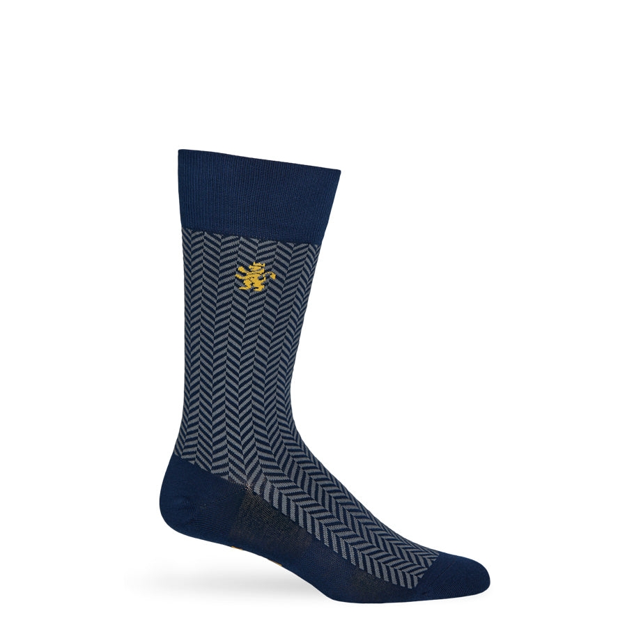 Leolo Navy Herringbone Dress Socks