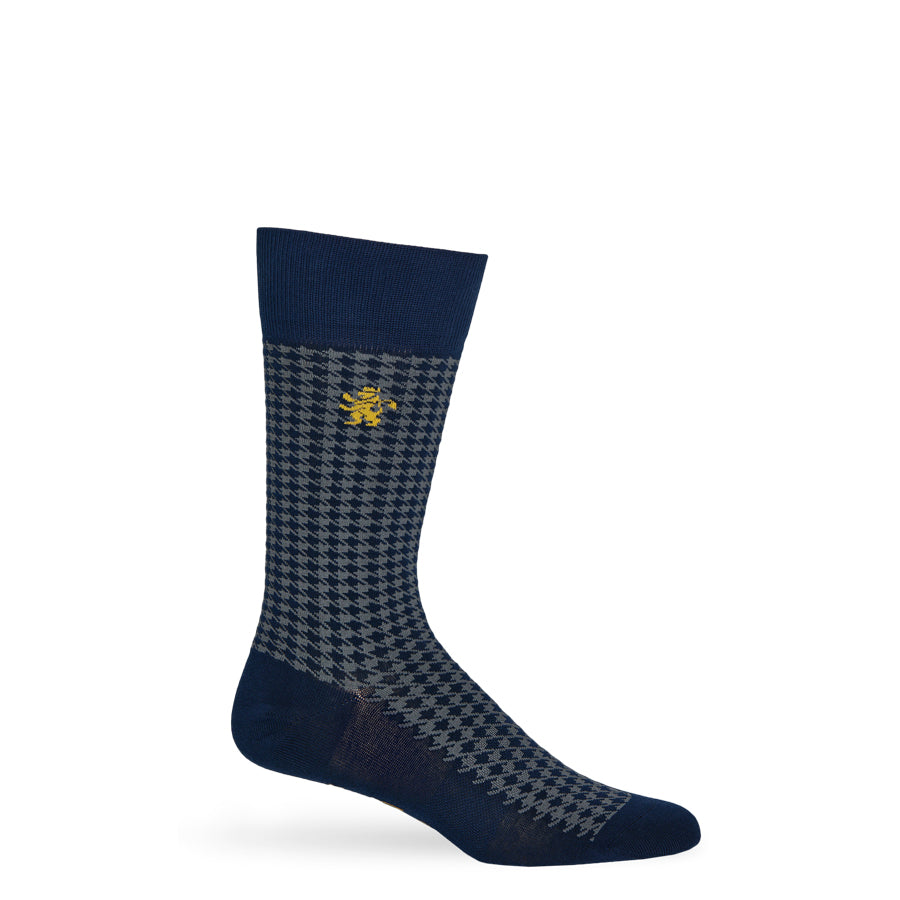 Leolo Navy Houndstooth Dress Socks