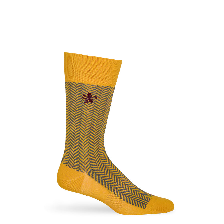 Leolo Yellow Herringbone Dress Socks