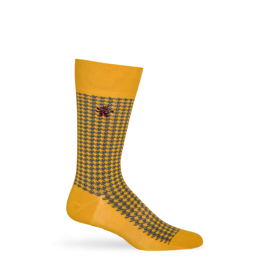 Leolo Yellow Houndstooth Dress Socks