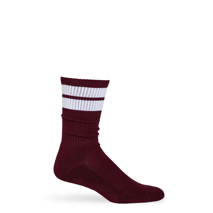 Leolo Casual Maroon Stripe Crew Sock