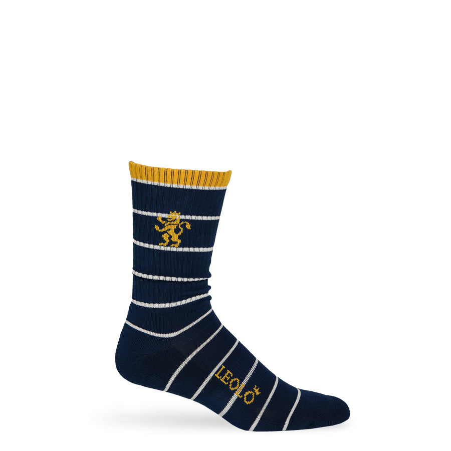 Leolo Casual Navy Stipe Crew Socks