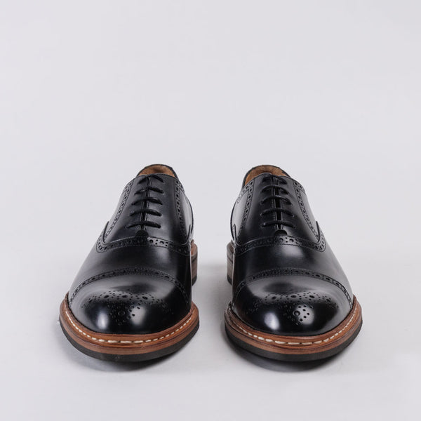 Men's Leather Full Brogue Oxford Shoes - Black