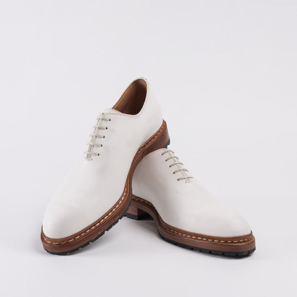 Men's Wholecut Leather Shoe - Natural White