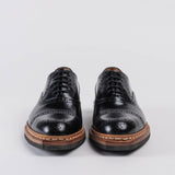 Women's Leather Full Brogue Oxford Shoes - Black