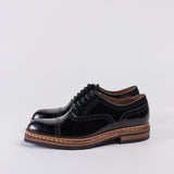 Women's Leather Full Brogue Oxford Shoes - Black