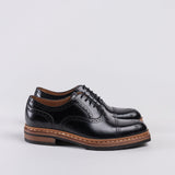 Women's Leather Full Brogue Oxford Shoes - Black