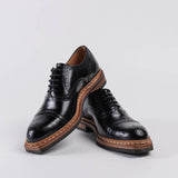 Women's Leather Full Brogue Oxford Shoes - Black