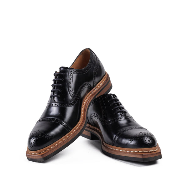 Women's Full Brogue Oxford Shoes | Black