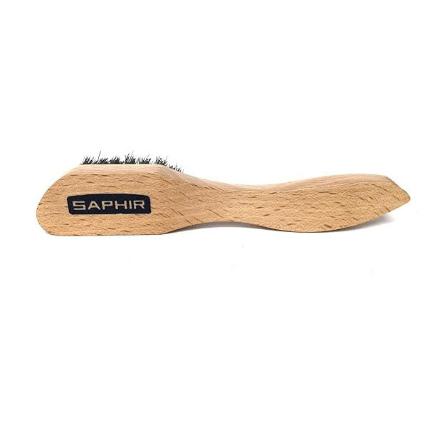Back of wooden spatula brush. 