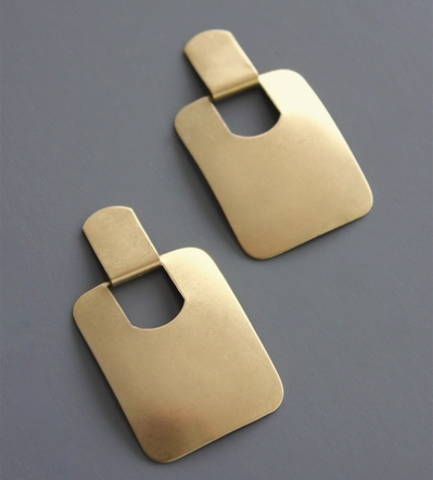 Geometric Brass Post Earrings