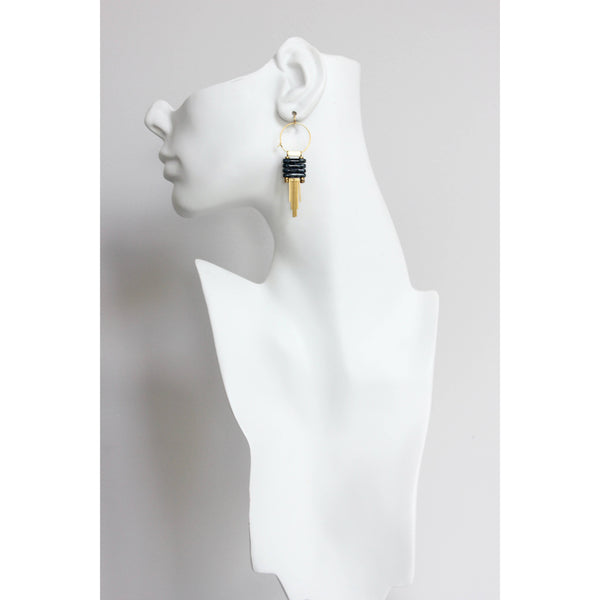 Geometric Glass Hoop Dangle Earrings