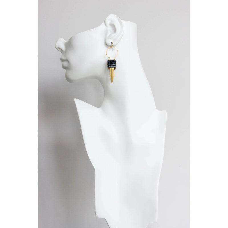 Geometric Glass Hoop Dangle Earrings