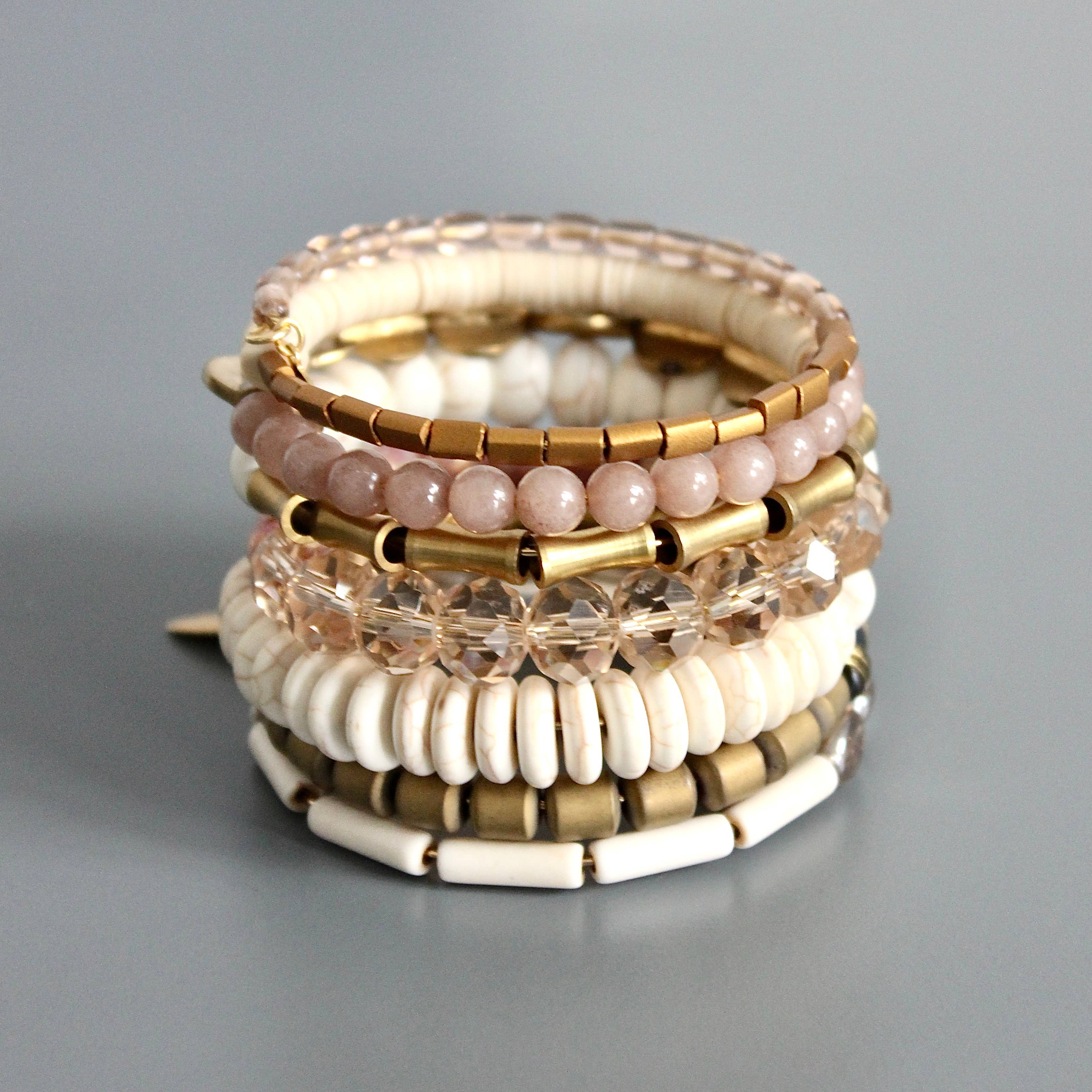 Mauve and white wrap bracelet