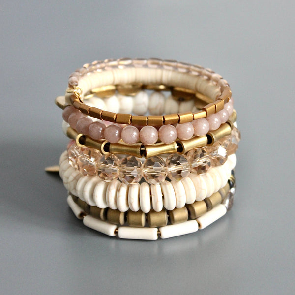 Mauve and white wrap bracelet
