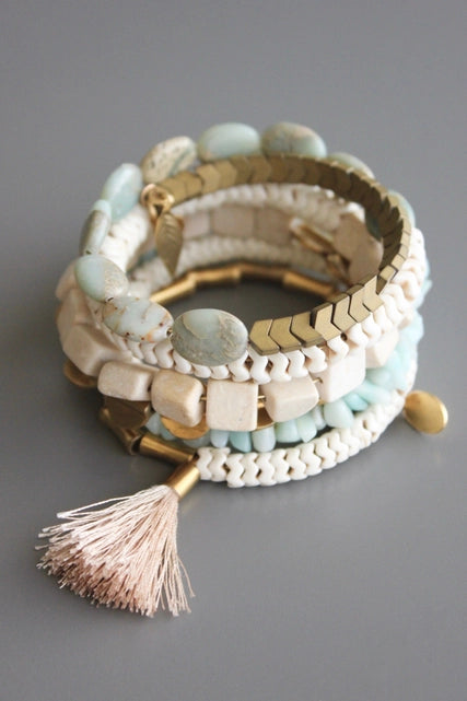 Blue and Brass Magnesite Brass Bracelet