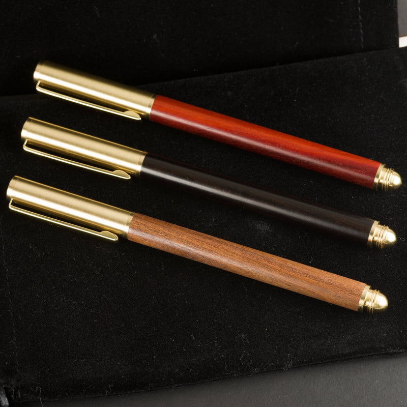 Wood Gel Pen - Brushed brass pen with wood and gel pen