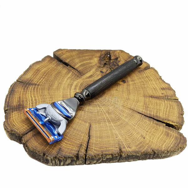 Gunmetal Gillette fusion razor in Irish bog oak
