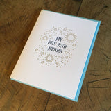 My Sun and Stars Letterpress Card