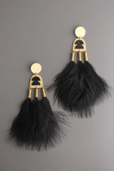 Black feather earrings with howlite