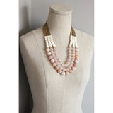 Triple Strand African Glass and Hematite Necklace